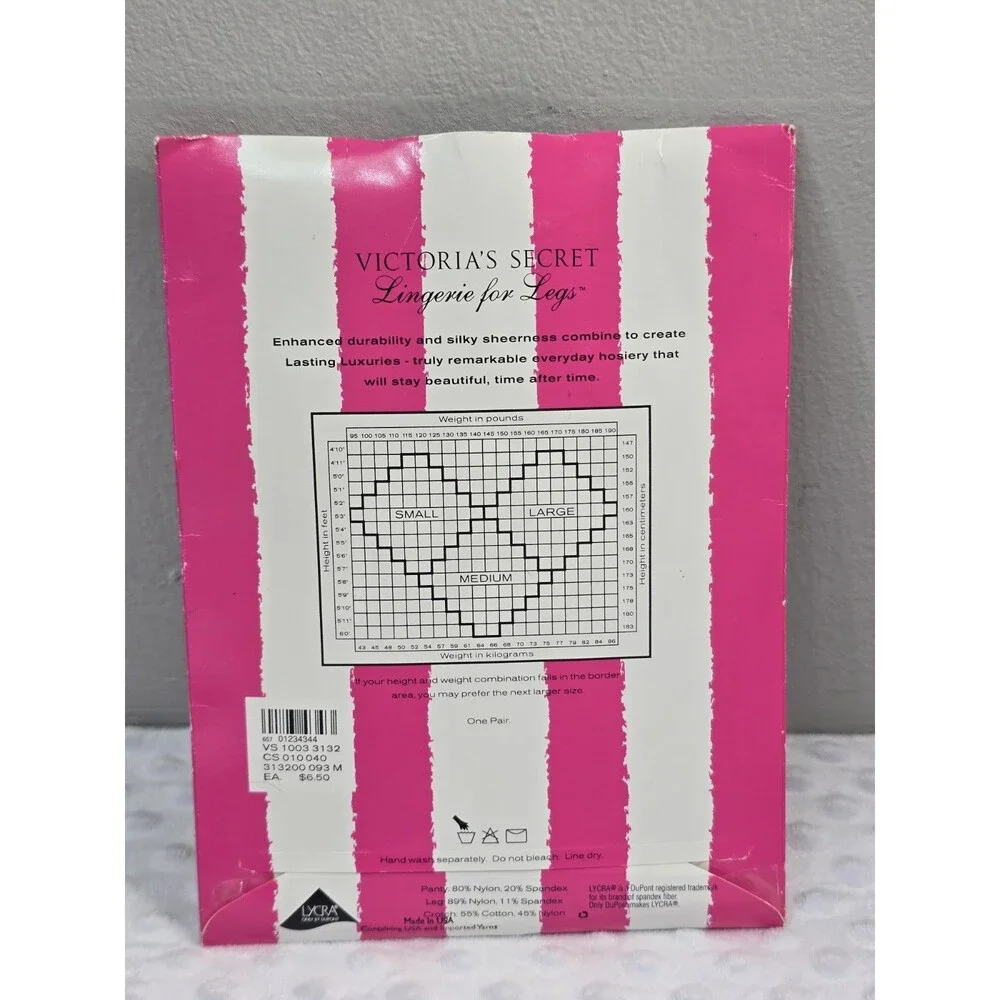 Victoria’s Secret Lasting Luxuries Pantyhose Jet Black Size M New Control Top